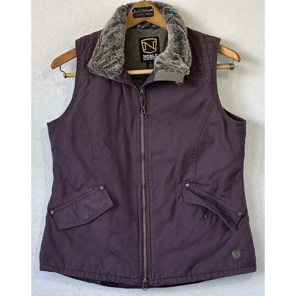 Noble Outfitters Lined Vest Purple Fur Collar‎ Women's M Work Outdoor